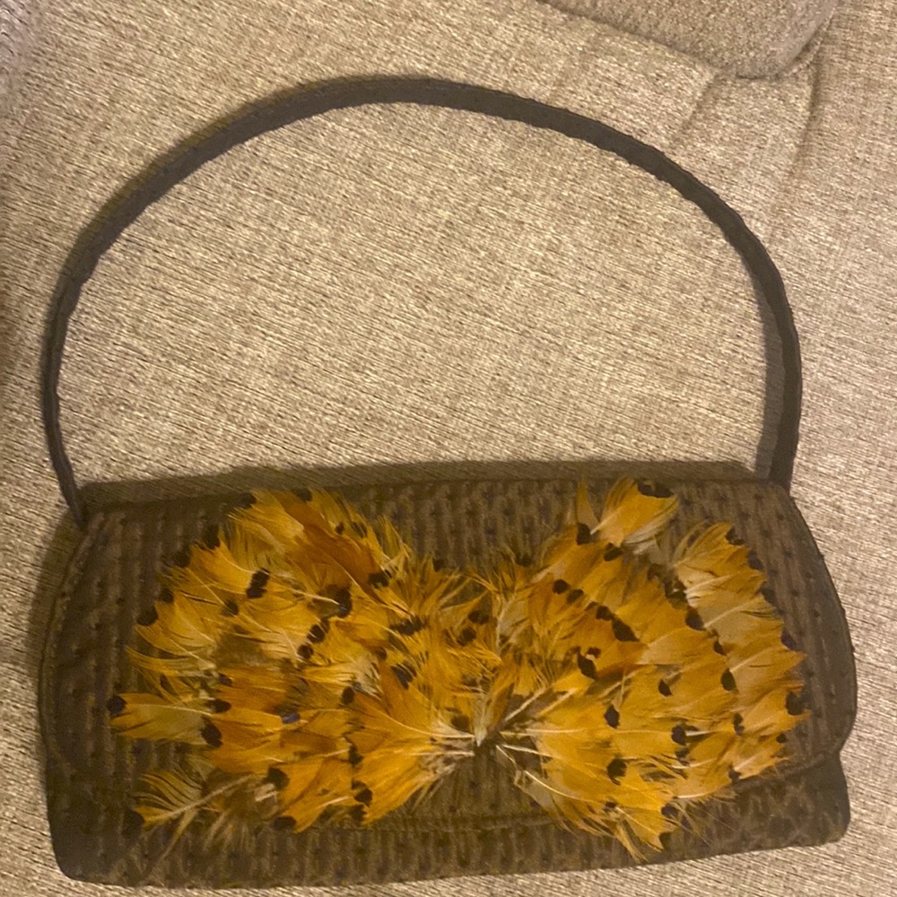 Vintage Julie O shoulder bag purse with feathers